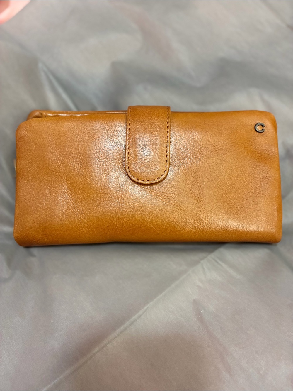 Women's Leather Wallet in Tan with Snap Closure